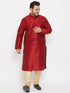 Vastramay Men's Plus Size Maroon Silk Blend Kurta Pyjama Set